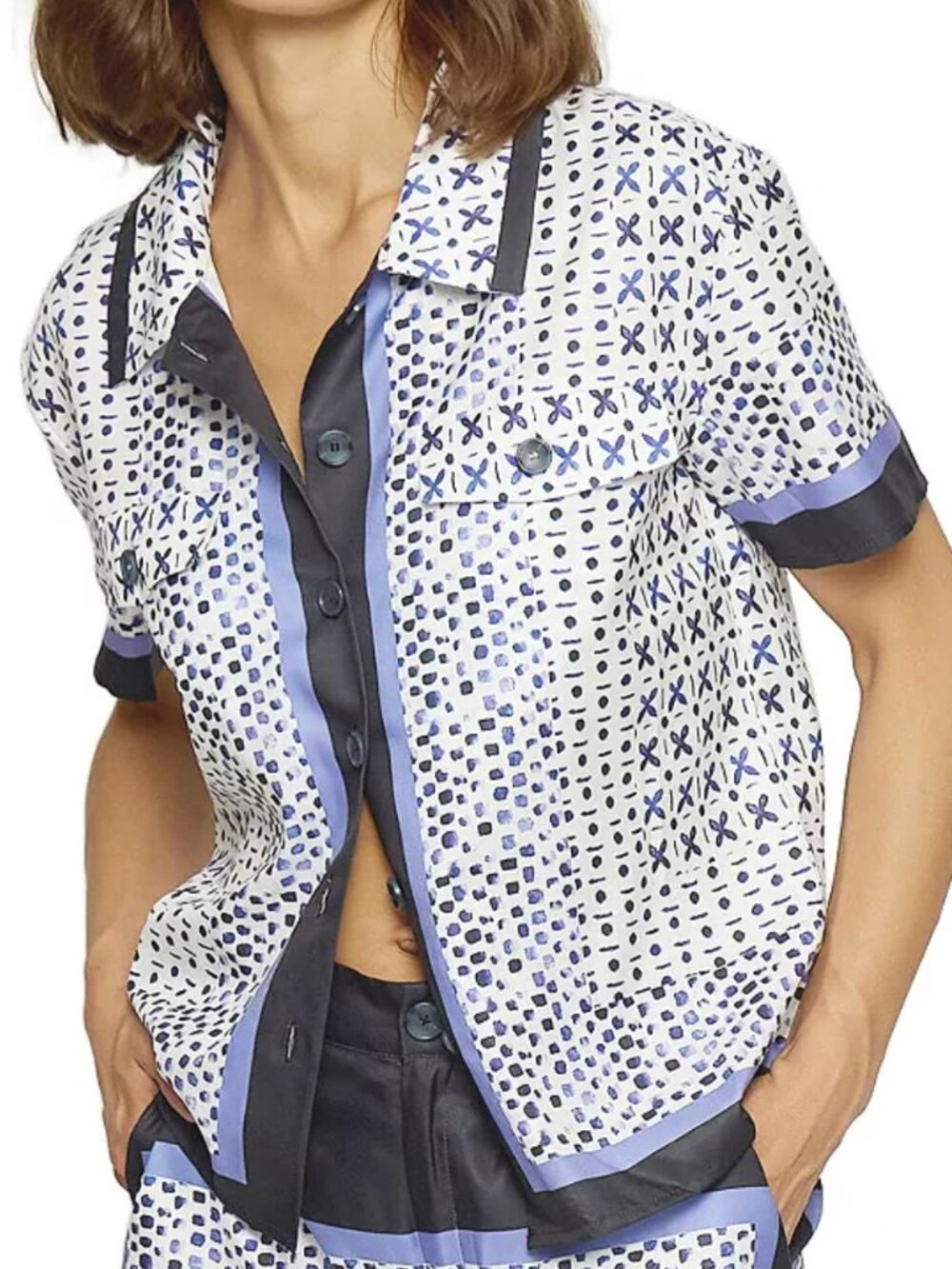Central Park West NWT Button Down Shirt Foulard Print